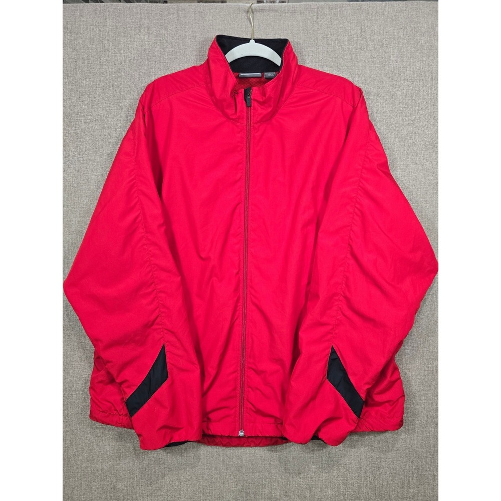 Fitness Gear Mens XL Red Full Zip Mesh Lined Windbreaker Jacket Reflective